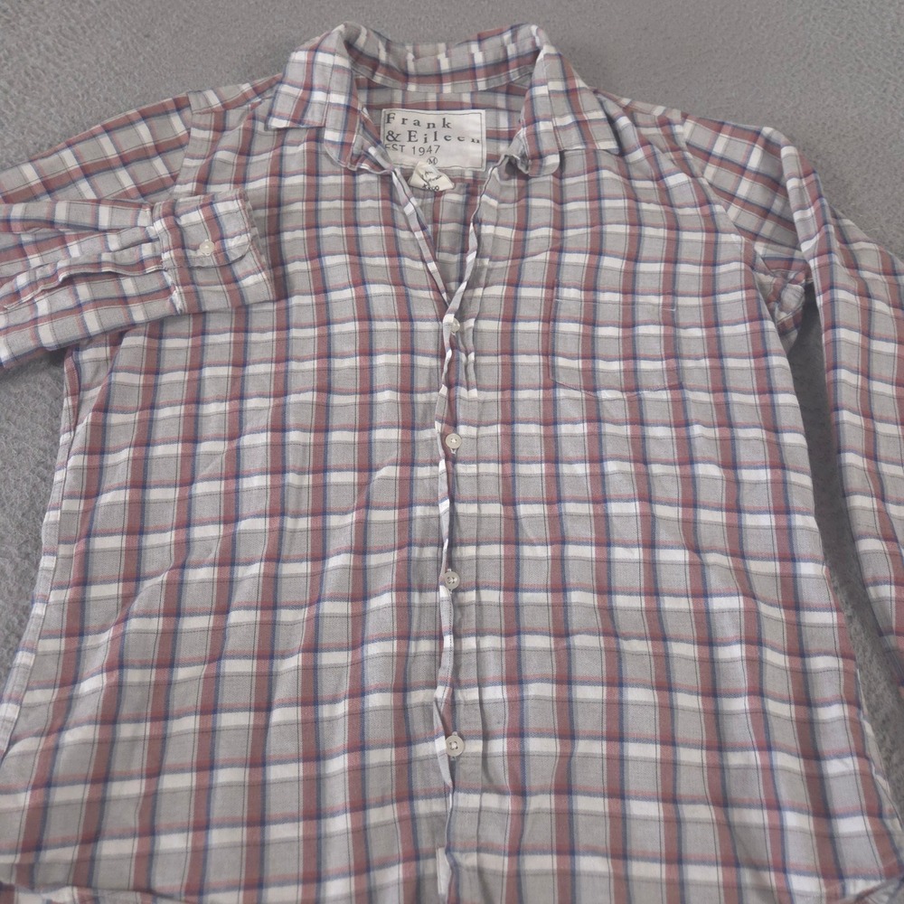 Frank & Eileen Top Womens Medium Multi Barry Plaid Italian Cotton Button Down